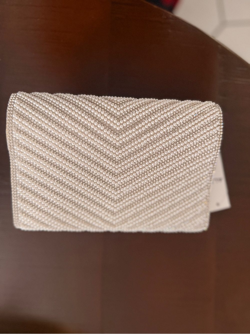 Aldo Pearl-Embellished Chevron Envelope Clutch - Ivory - Picture 3 of 3